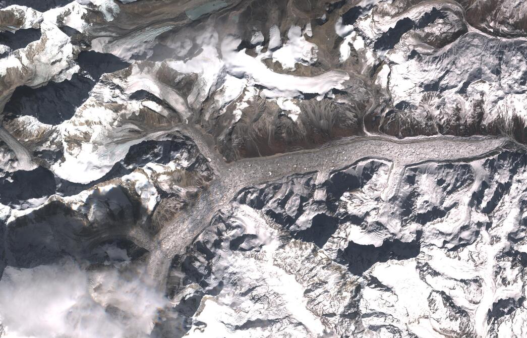 Aerial view of Zemu Glacier