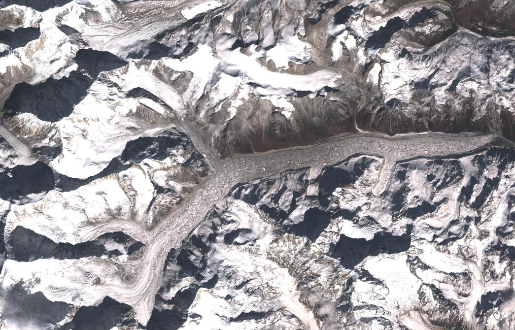 Aerial view of Zemu Glacier