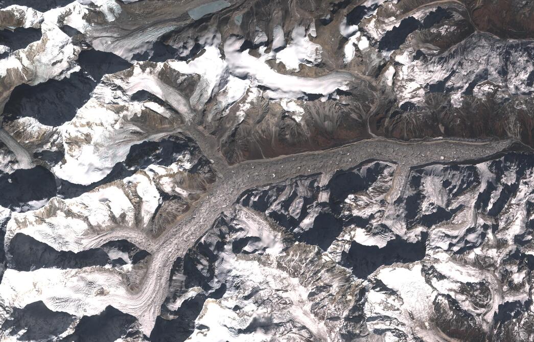 Aerial view of Zemu Glacier