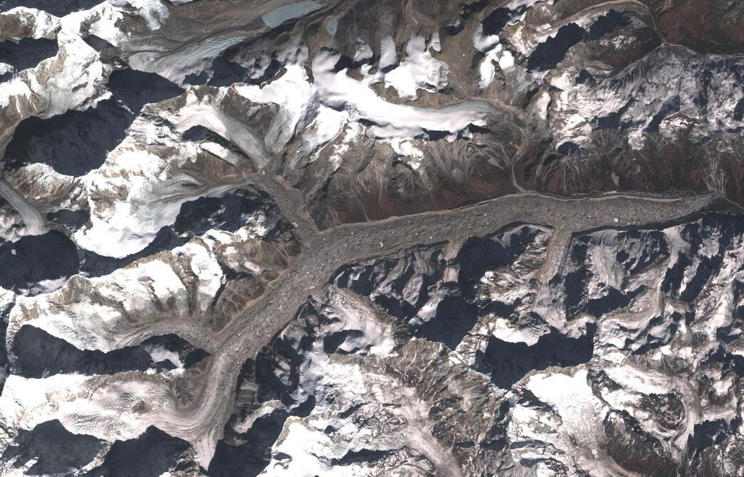 Aerial view of Zemu Glacier