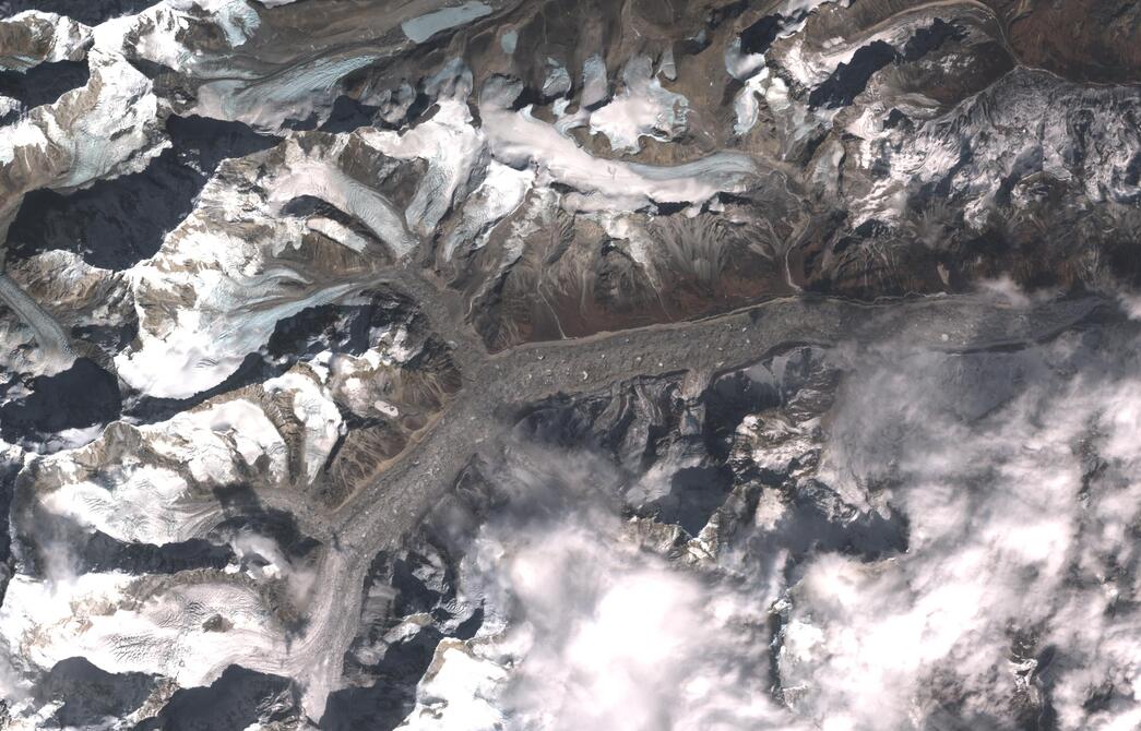 Aerial view of Zemu Glacier