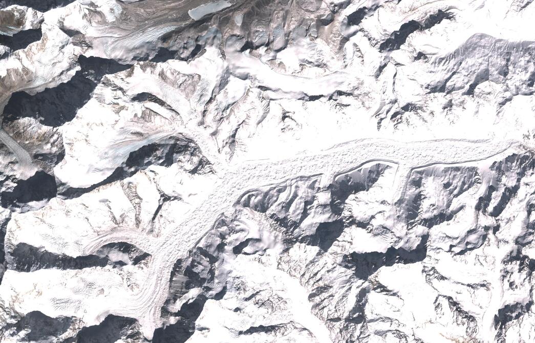 Aerial view of Zemu Glacier