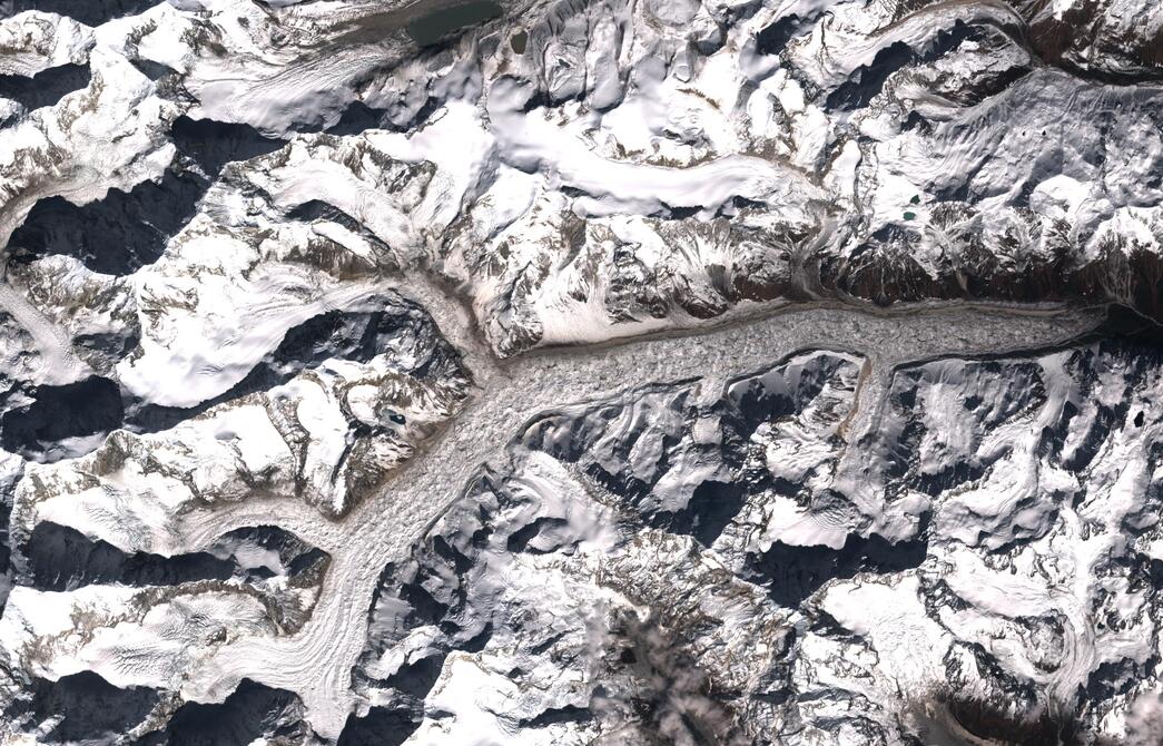 Aerial view of Zemu Glacier