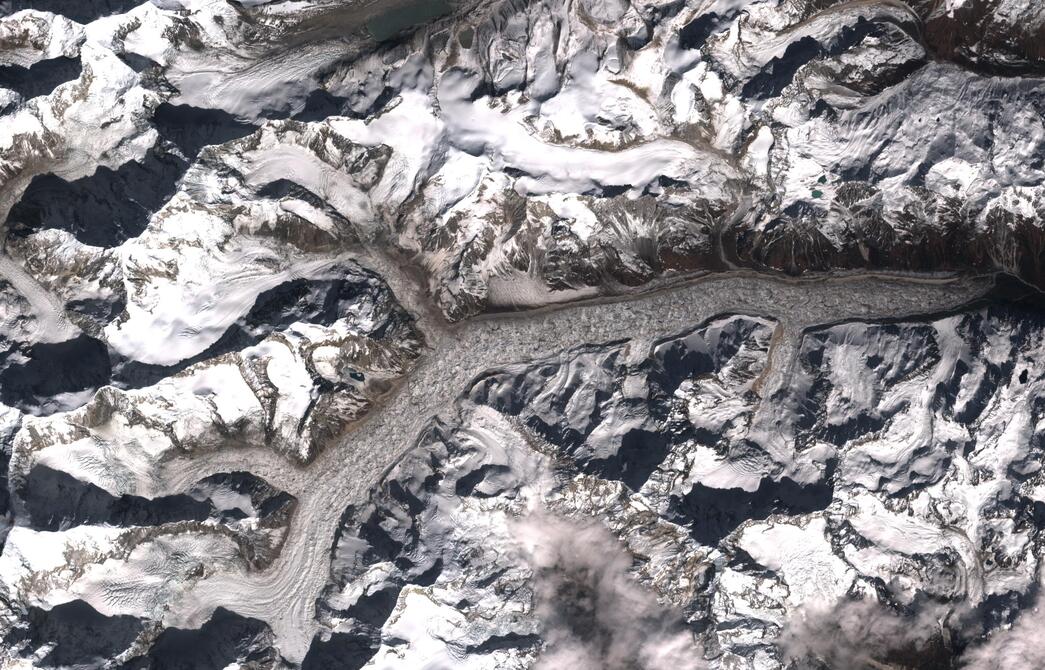 Aerial view of Zemu Glacier