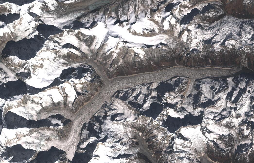 Aerial view of Zemu Glacier