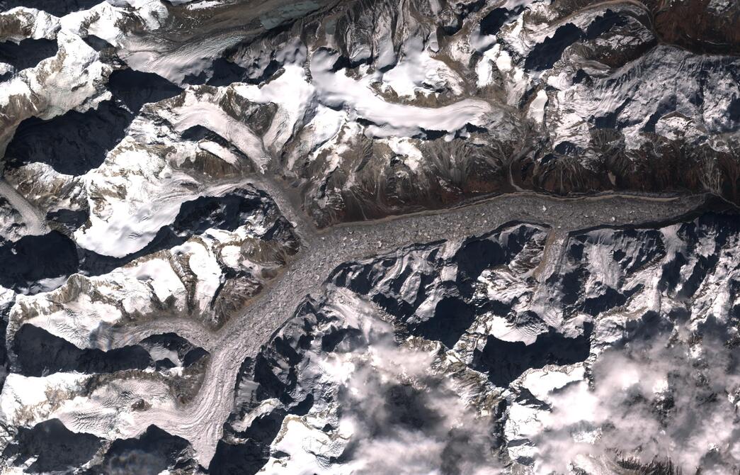 Aerial view of Zemu Glacier