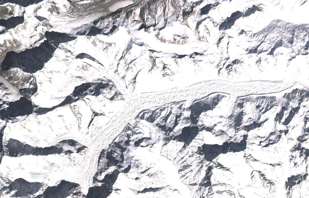 Aerial view of Zemu Glacier