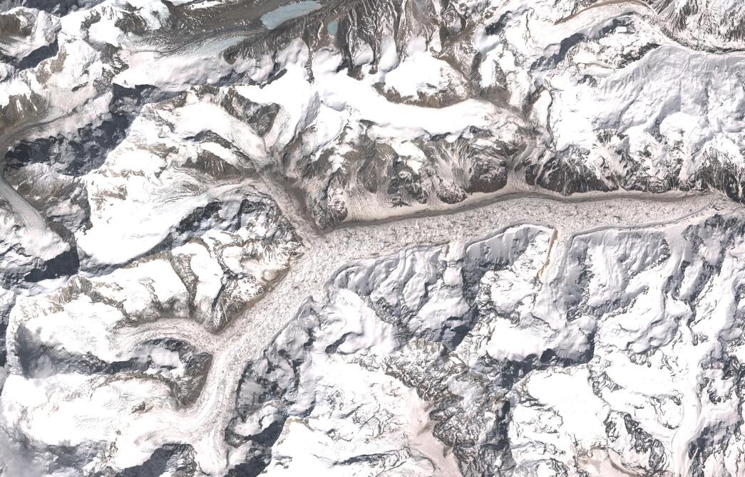 Aerial view of Zemu Glacier