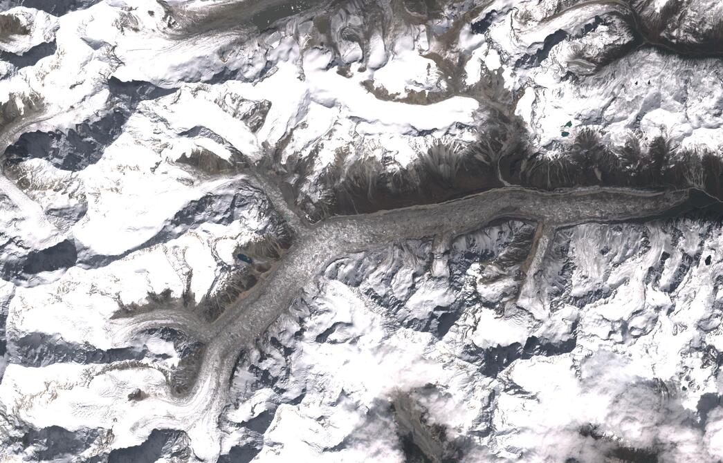 Aerial view of Zemu Glacier