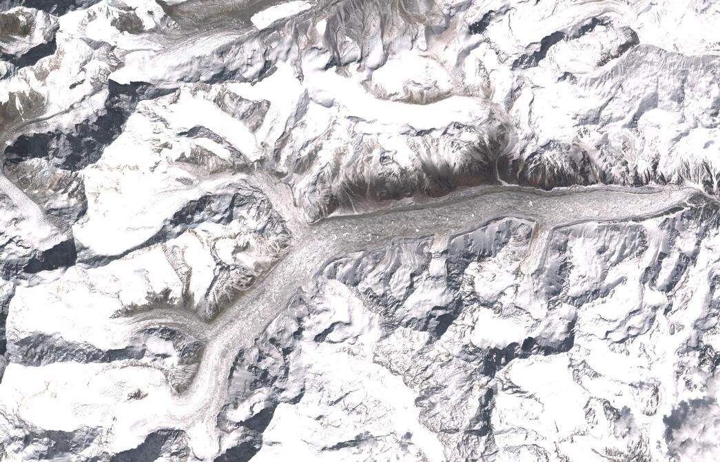 Aerial view of Zemu Glacier