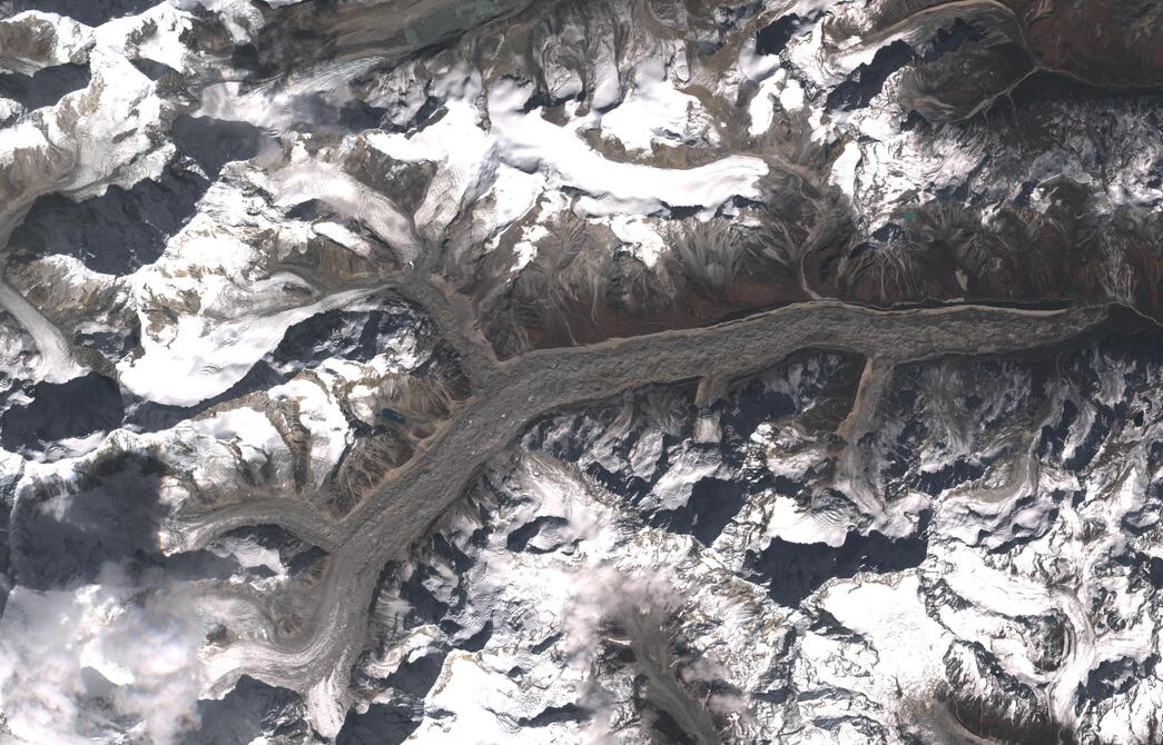 Aerial view of Zemu Glacier