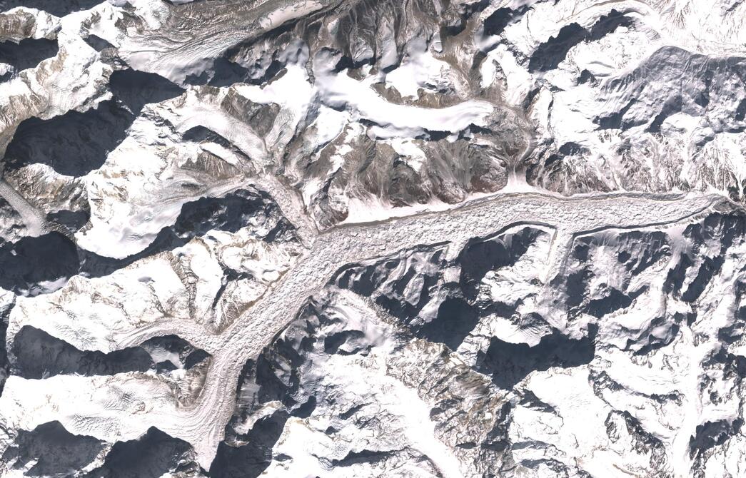 Aerial view of Zemu Glacier