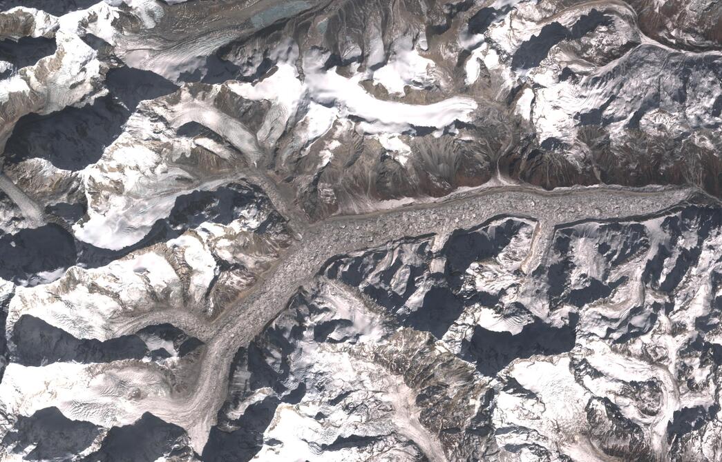 Aerial view of Zemu Glacier