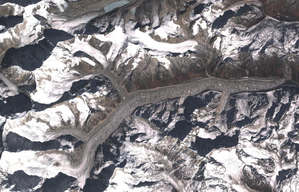 Aerial view of Zemu Glacier