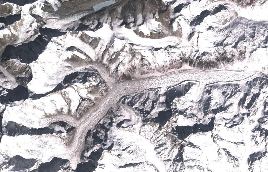 Aerial view of Zemu Glacier