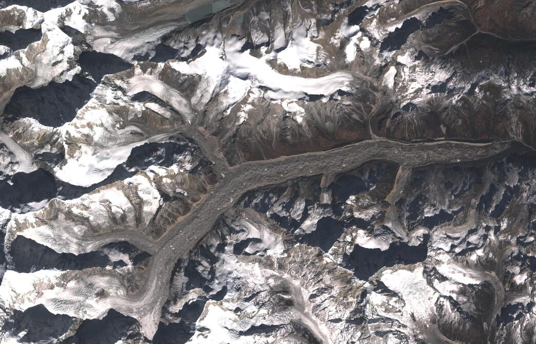 Aerial view of Zemu Glacier