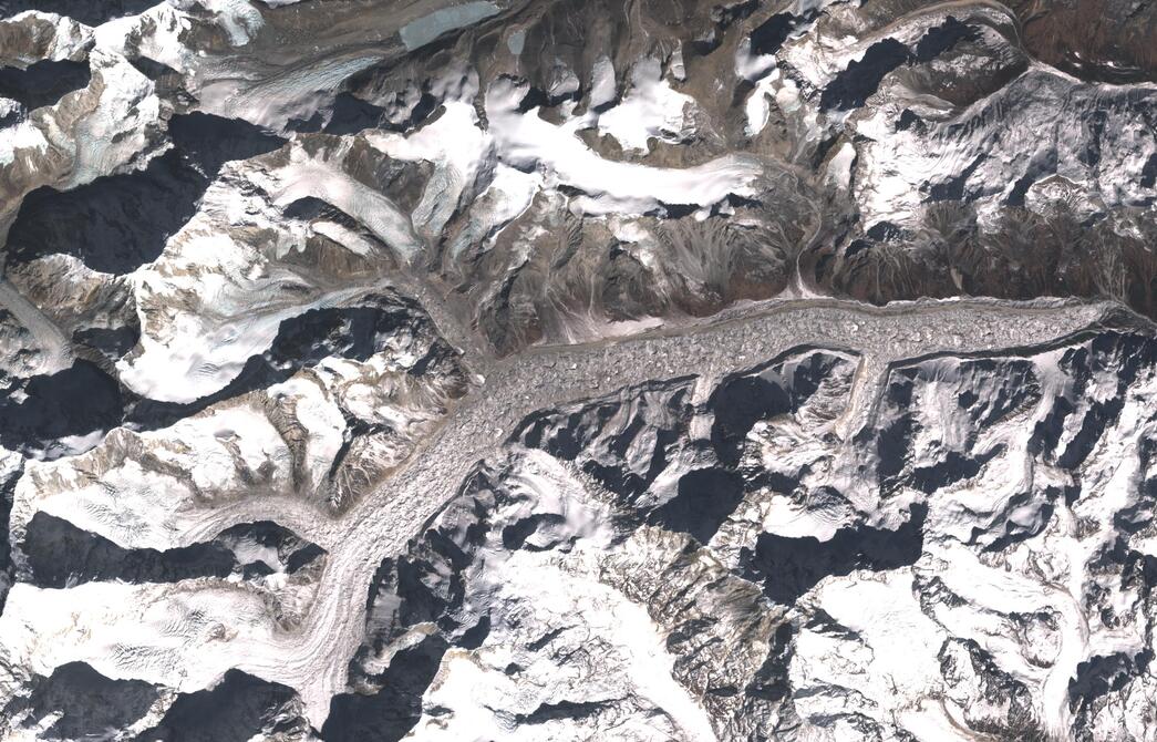 Aerial view of Zemu Glacier