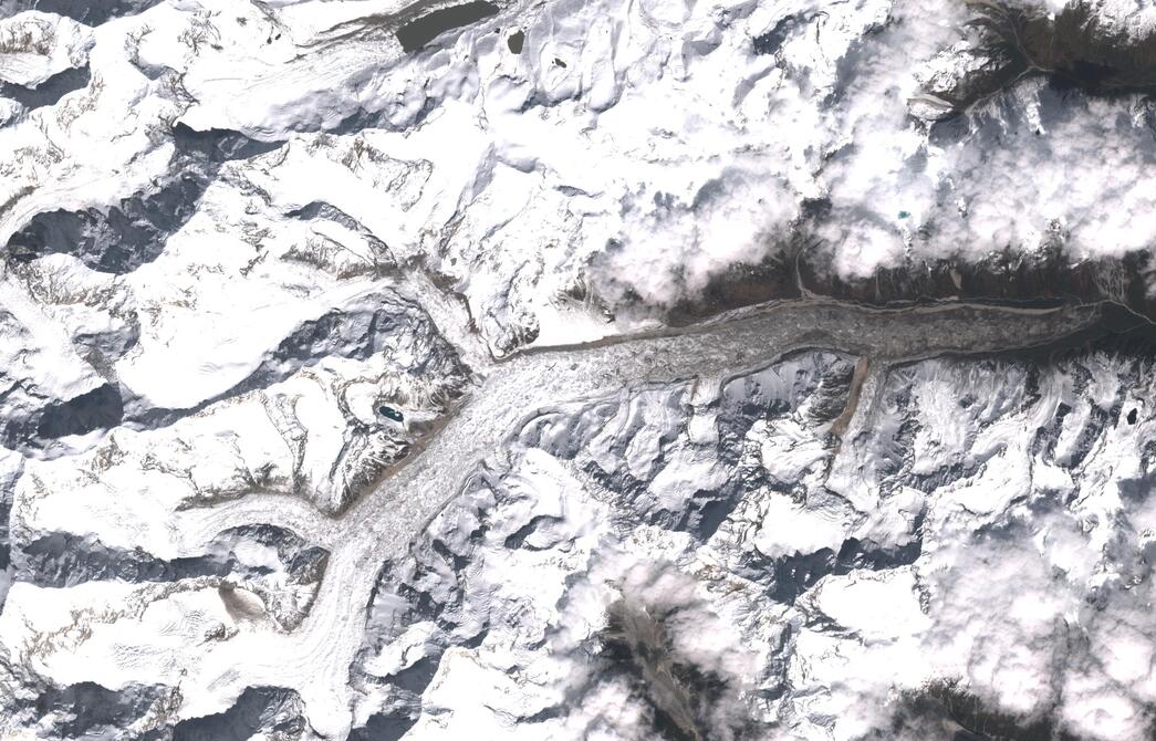 Aerial view of Zemu Glacier