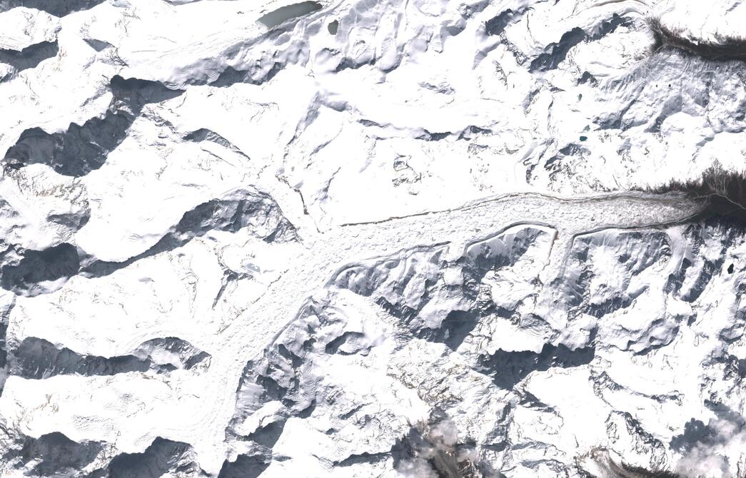 Aerial view of Zemu Glacier