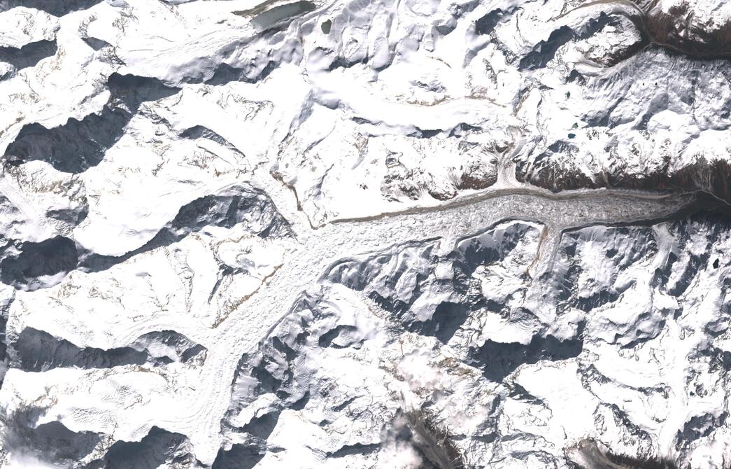 Aerial view of Zemu Glacier