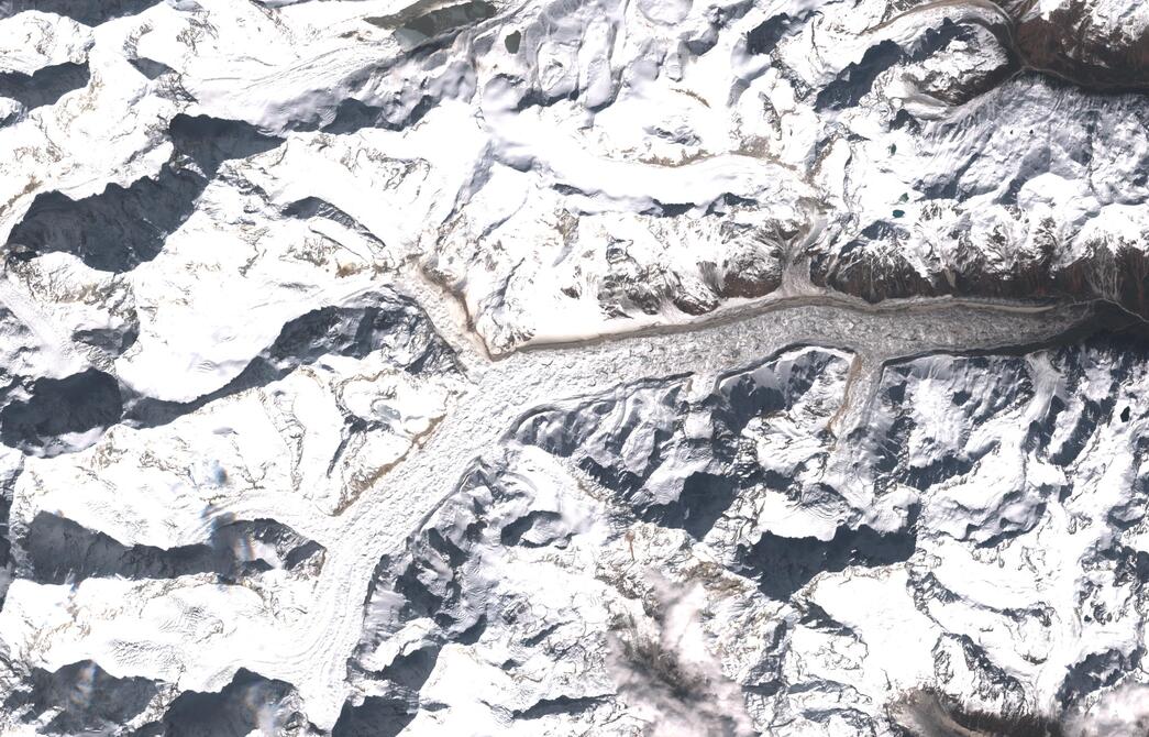 Aerial view of Zemu Glacier