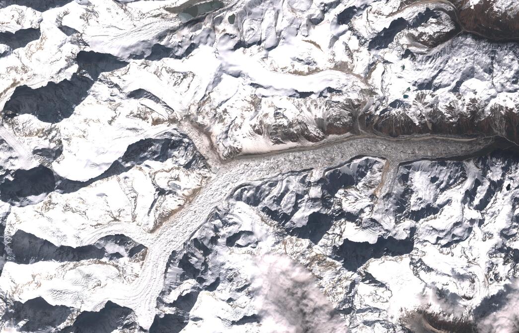 Aerial view of Zemu Glacier