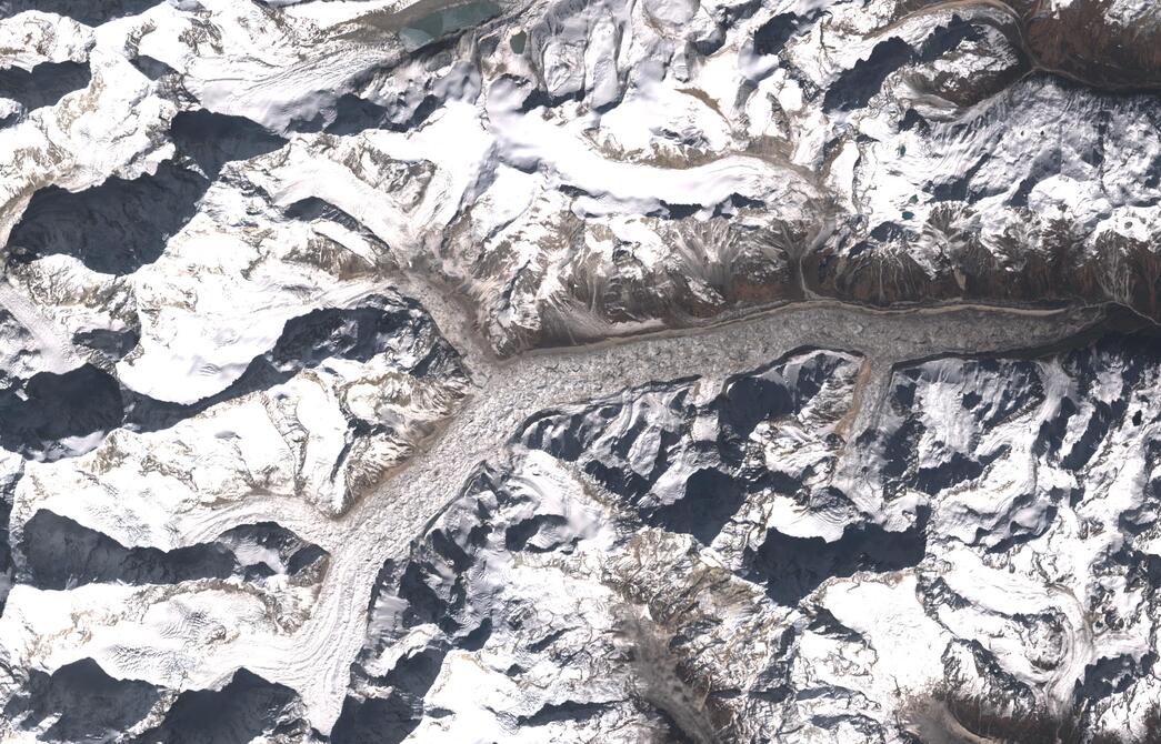 Aerial view of Zemu Glacier