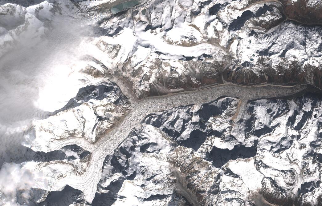 Aerial view of Zemu Glacier
