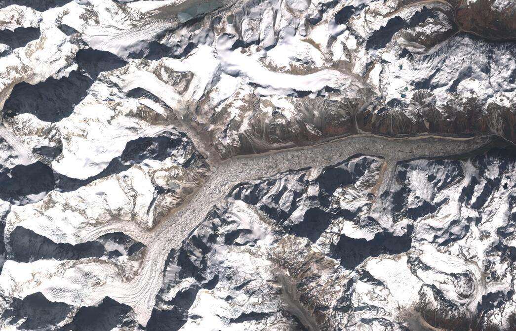 Aerial view of Zemu Glacier