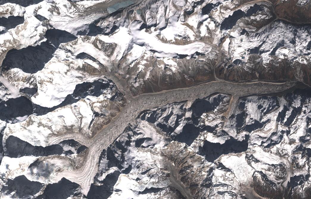 Aerial view of Zemu Glacier