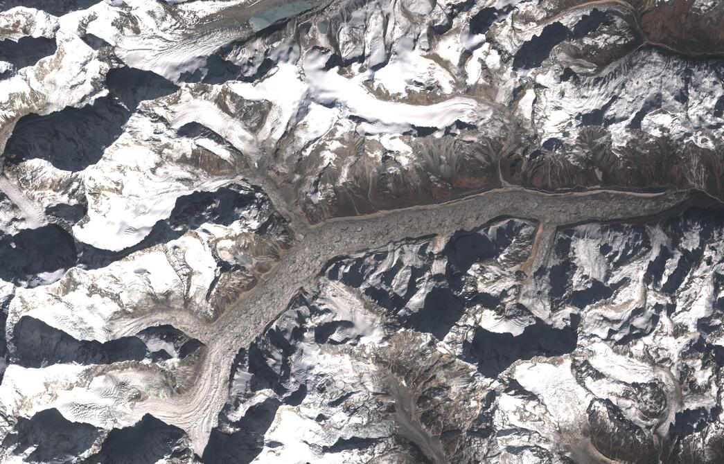 Aerial view of Zemu Glacier