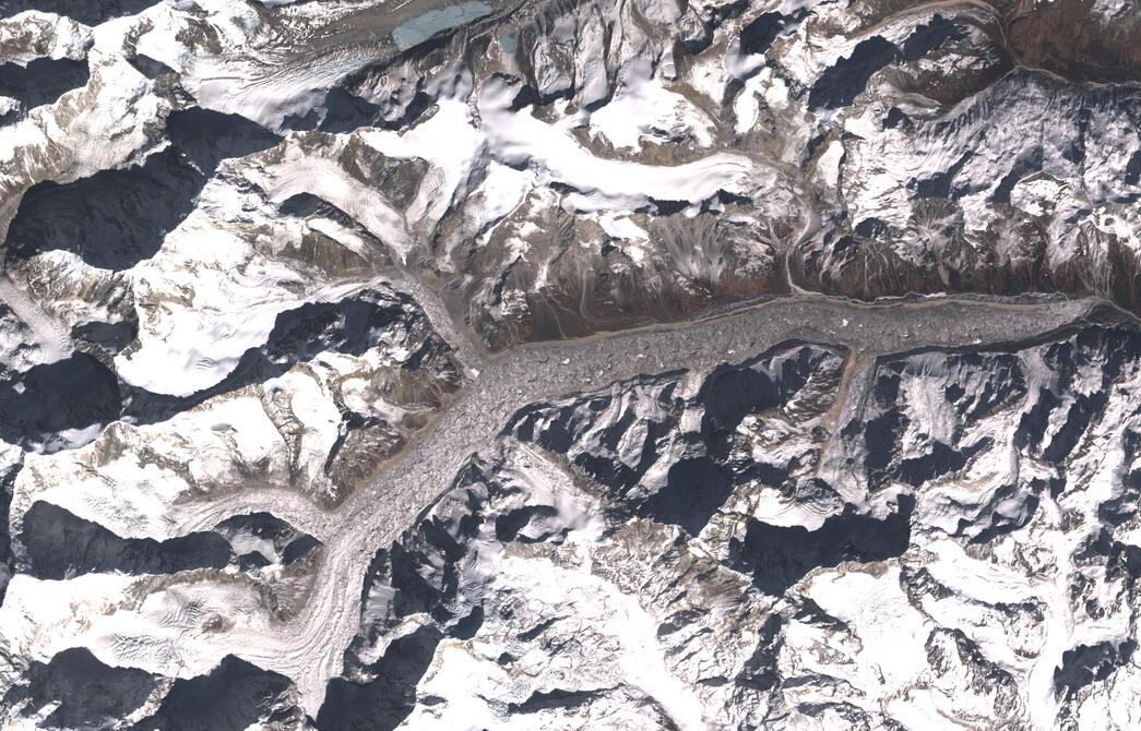 Aerial view of Zemu Glacier