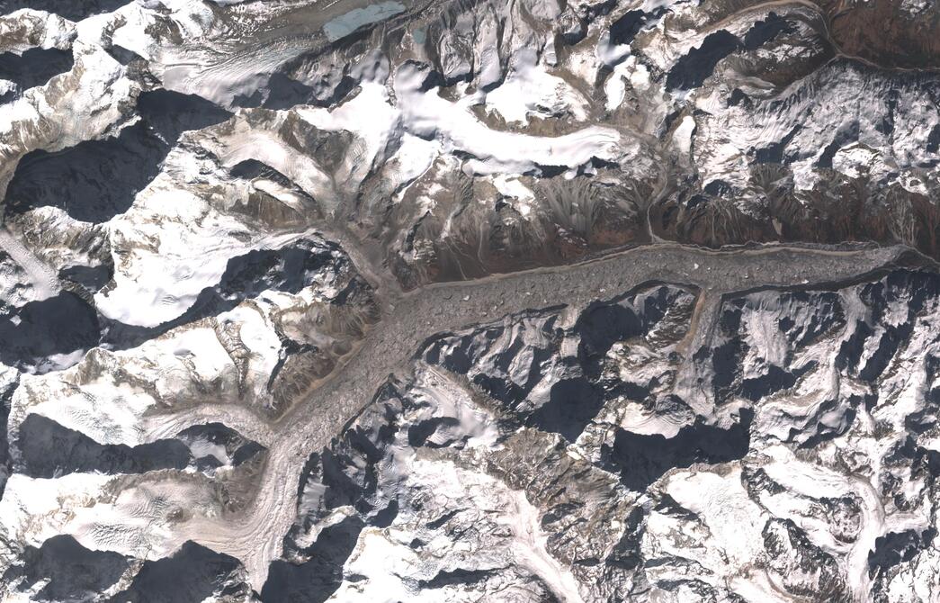 Aerial view of Zemu Glacier