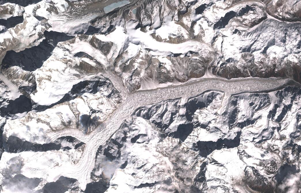 Aerial view of Zemu Glacier