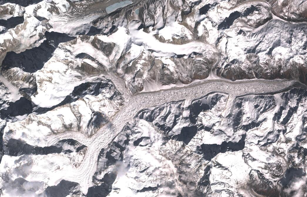 Aerial view of Zemu Glacier