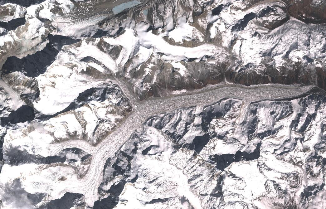 Aerial view of Zemu Glacier
